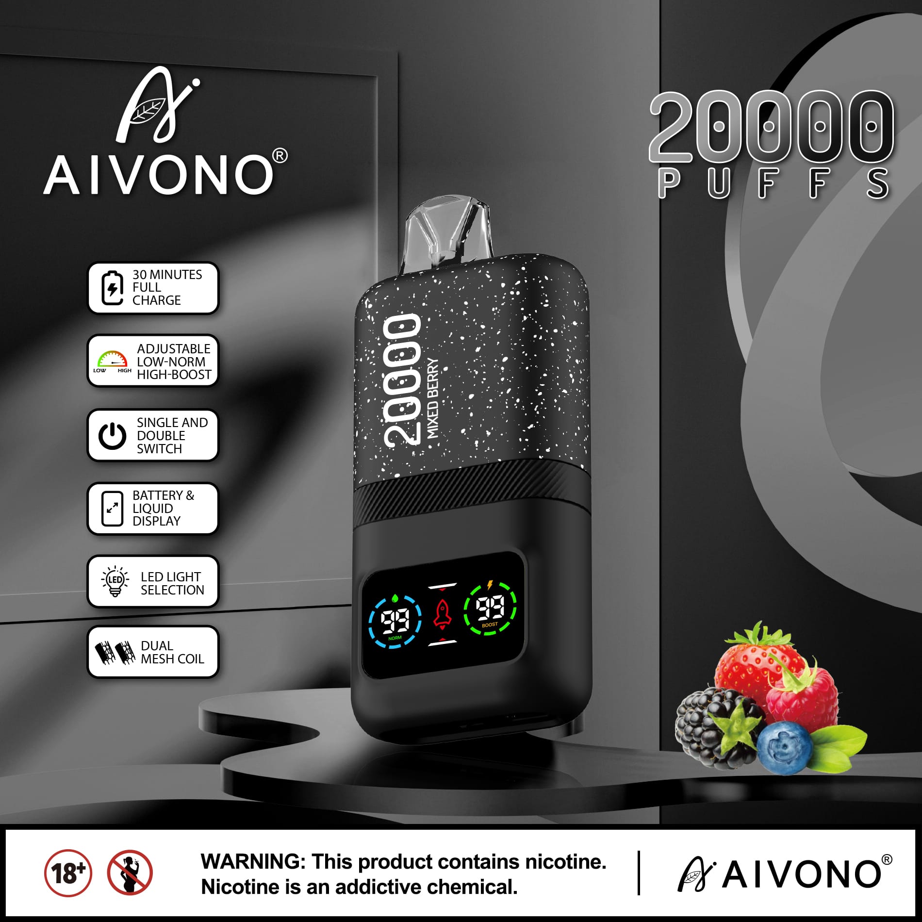 AIVONO AIM MAGIC 20000 Puffs 0% 2% 3% 5% Nikotīns Rechargeable Bulk Pirkt vienreizējās lietošanas vape vairumtirdzniecība — AIVIOU VAPES