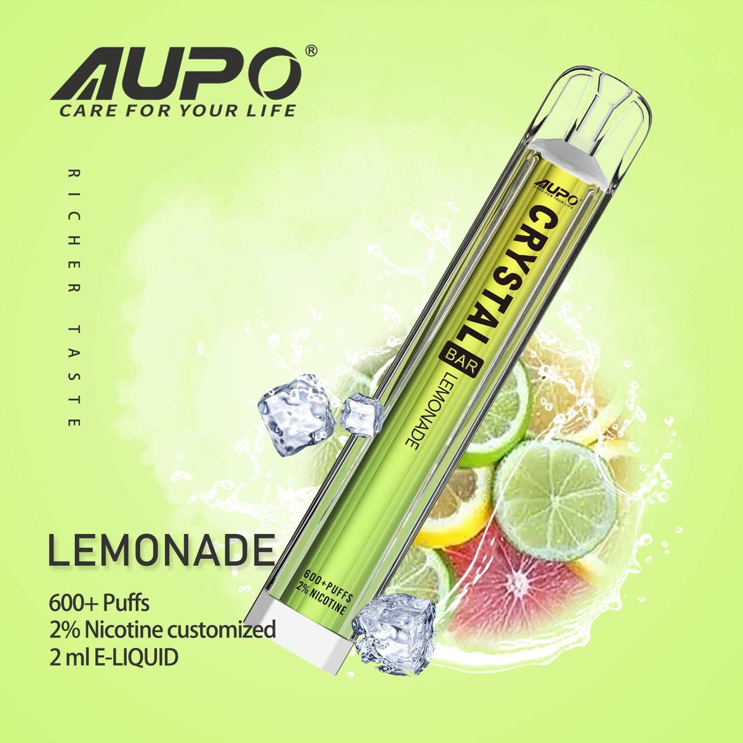 Aupo一次性电子烟Crystal柠檬水味Aupo Crystal Disposal Vape-limonadi